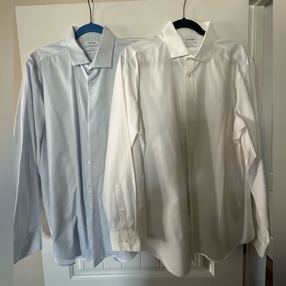 MEN’S CALVIN KLEIN SLIM FIT NON IRON DRESS SHIRTS. SIZE X-LARGE. 34/35.